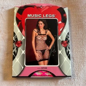 Music Legs hot pink diamond net lingerie/coverup/mini dress triple straps OS